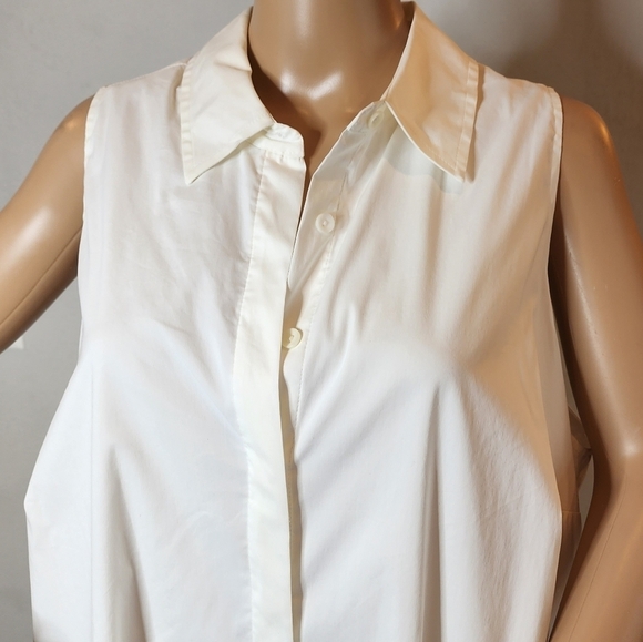 NWT Alfani White Sleeveless button alinee shirt dress. Women's 16W. Cotton/elast - Picture 9 of 16